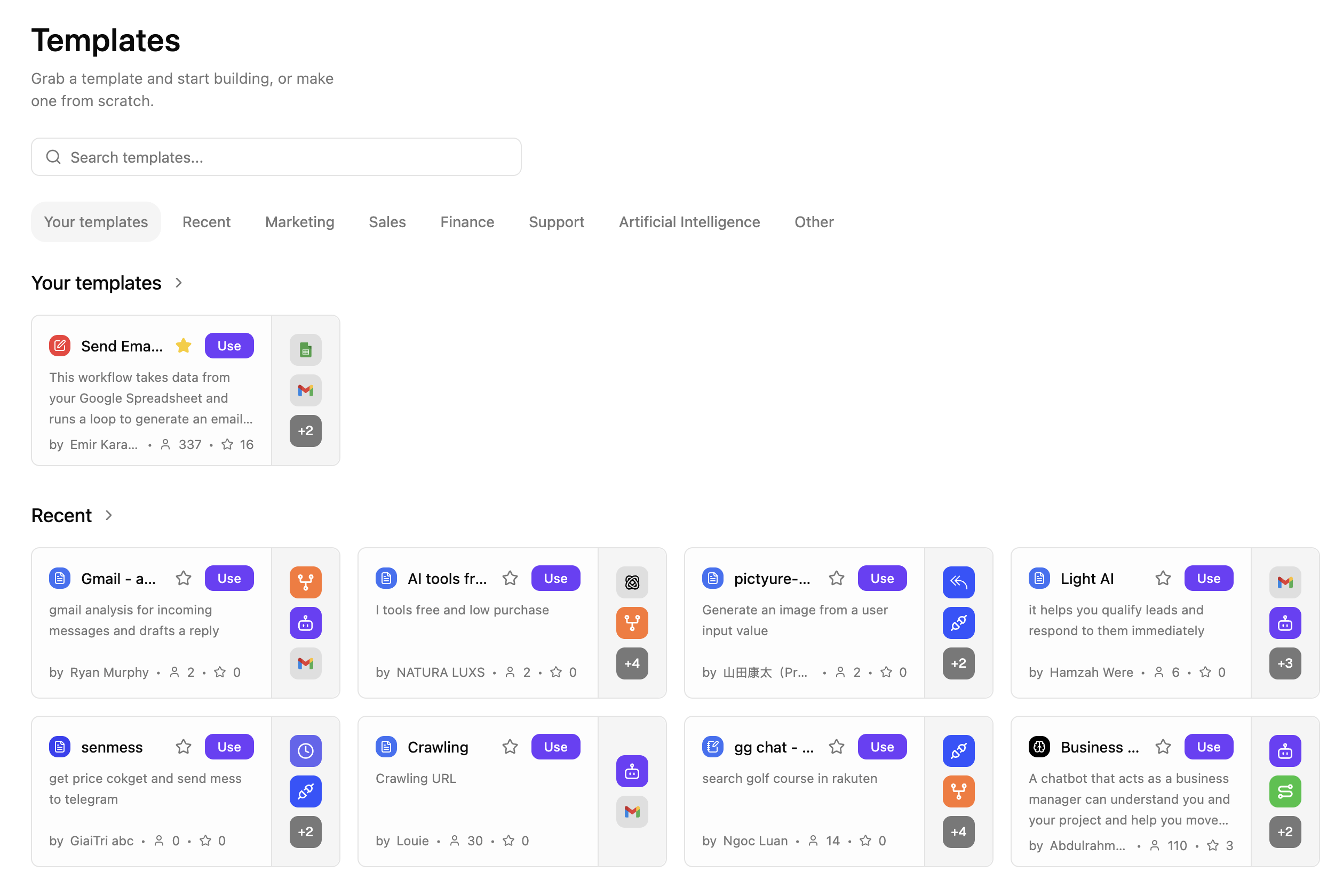 HiveCommand workflow templates gallery